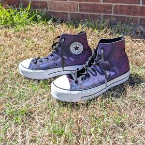 Converse High-Top Sneakers in Purple Swirl with Black Accents
